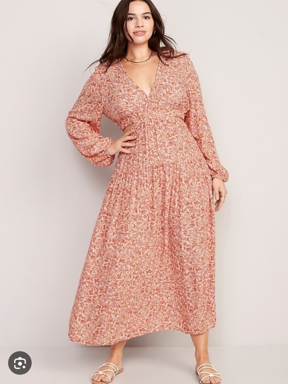 Old Navy Waist-Defined Crepe Side-Cutout Maxi Dress